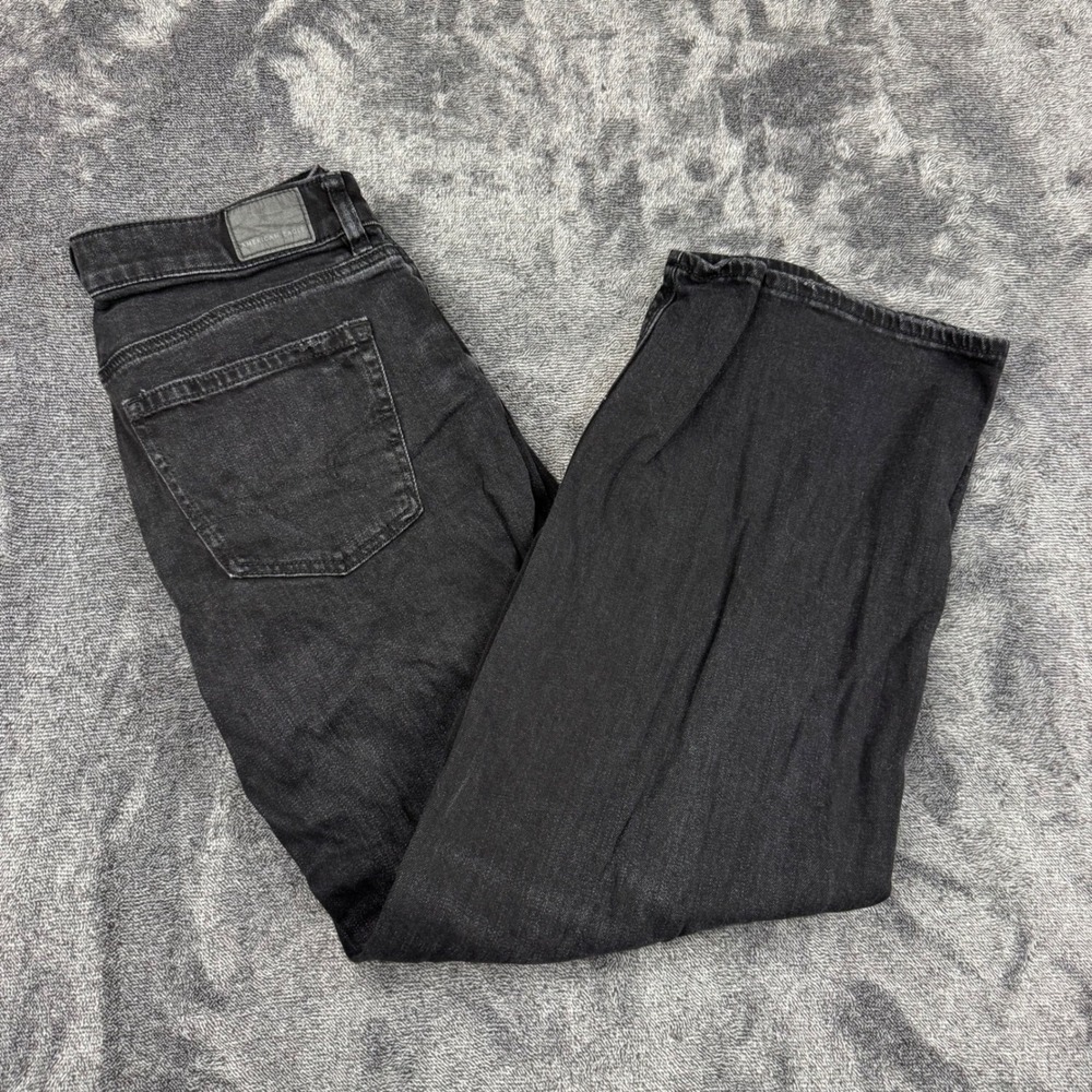 American Eagle Jeans Womens 4 Black Low Rise Baggy Wide Leg Denim Pants